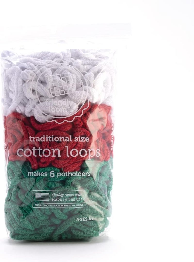 friendly loom | 7” Traditional-Sized Bright Holiday Themed Potholder Weaving Loops | Craft 6 Cotton Potholders - Image 1